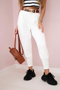 Pants with belt and pockets 7297 / – Ecru цвет / color | Lexline Fashion