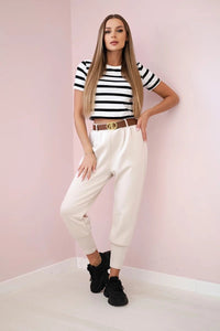 Pants with belt and pockets 7297 / – Light || Beige цвет / color | Lexline Fashion