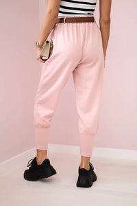Pants with belt and pockets 7297 / – Powder || Dark цвет / color | Lexline Fashion