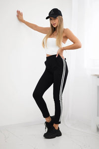 Pants with two stripes 3975 / – Black цвет / color | Lexline Fashion