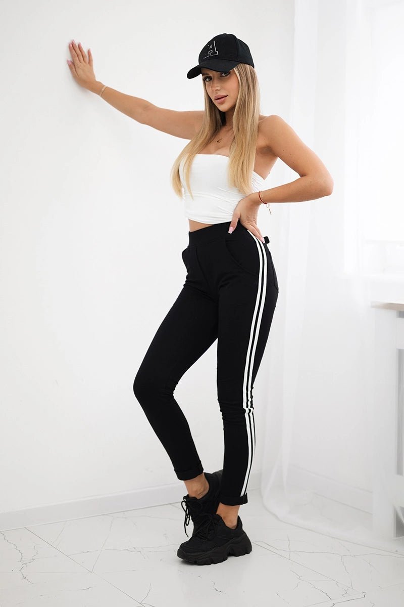 Pants with two stripes 3975 / – Black цвет / color | Lexline Fashion