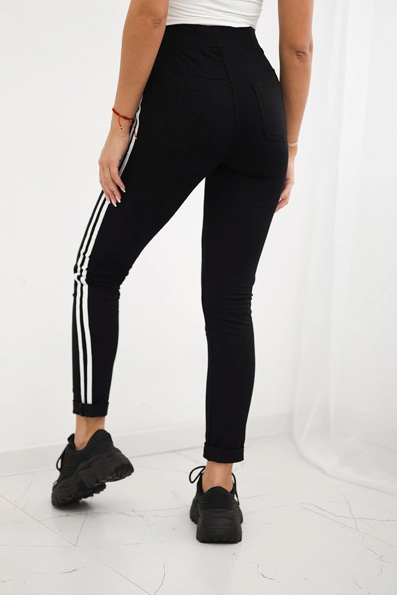Pants with two stripes 3975 / – Black цвет / color | Lexline Fashion