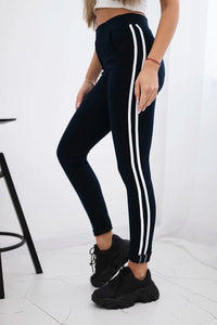Pants with two stripes 3975 / – Navy blue цвет / color | Lexline Fashion
