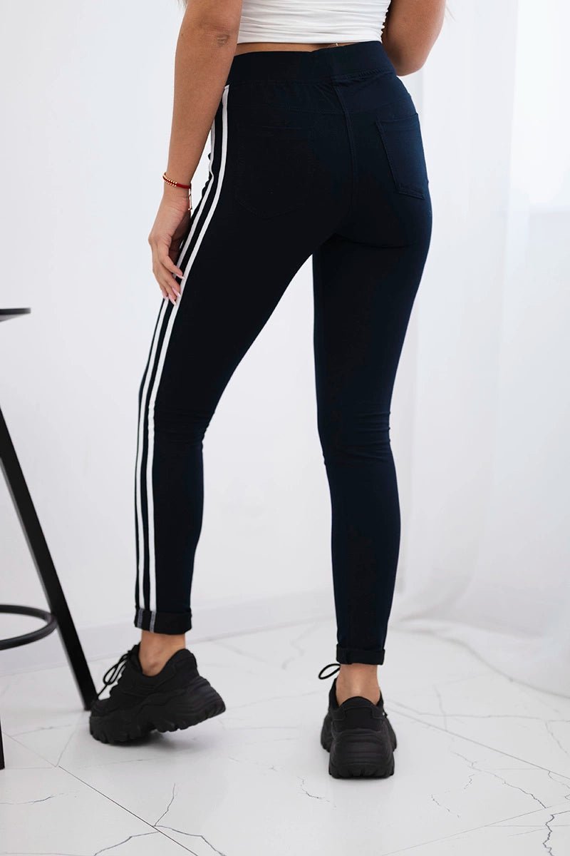 Pants with two stripes 3975 / – Navy blue цвет / color | Lexline Fashion