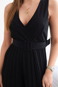 Pleated viscose jumpsuit 5929 / – Black цвет / color | Lexline Fashion