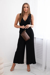 Pleated viscose jumpsuit 5929 / – Black цвет / color | Lexline Fashion