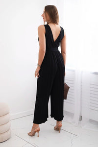 Pleated viscose jumpsuit 5929 / – Black цвет / color | Lexline Fashion