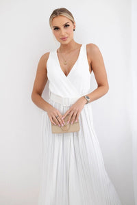 Pleated viscose jumpsuit 5929 / – Ecru цвет / color | Lexline Fashion