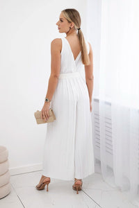Pleated viscose jumpsuit 5929 / – Ecru цвет / color | Lexline Fashion