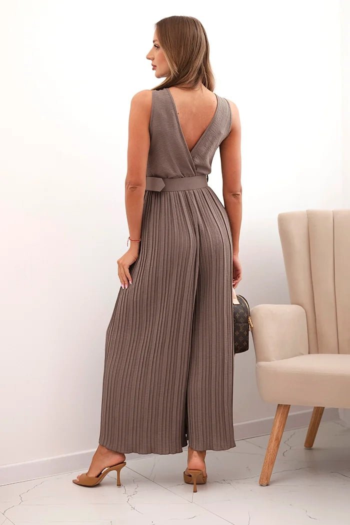 Pleated viscose jumpsuit 5929 / – Fango цвет / color | Lexline Fashion