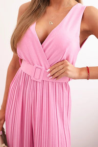 Pleated viscose jumpsuit 5929 / – Light Pink цвет / color | Lexline Fashion