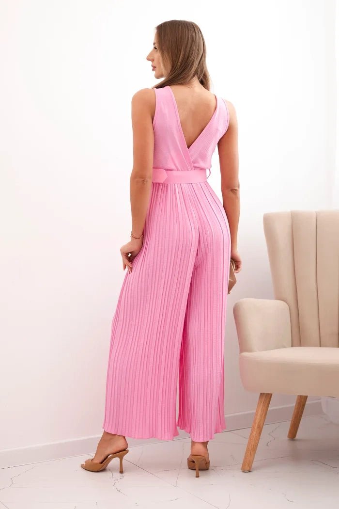 Pleated viscose jumpsuit 5929 / – Light Pink цвет / color | Lexline Fashion
