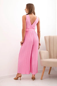 Pleated viscose jumpsuit 5929 / – Light Pink цвет / color | Lexline Fashion