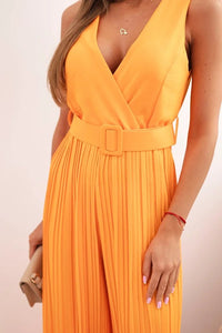 Pleated viscose jumpsuit 5929 / – Orange цвет / color | Lexline Fashion