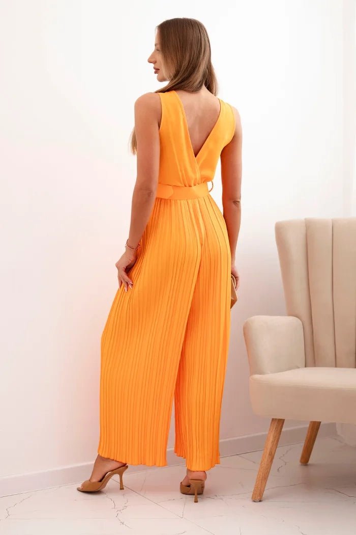 Pleated viscose jumpsuit 5929 / – Orange цвет / color | Lexline Fashion