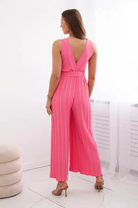 Pleated viscose jumpsuit 5929 / – Pink цвет / color | Lexline Fashion