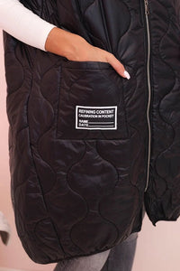 Plus Size women's quilted vest with a hood fastened with a zipper 5393 / – Black цвет / color | Lexline Fashion