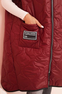 Plus Size women's quilted vest with a hood fastened with a zipper 5393 / – Burgundy цвет / color | Lexline Fashion