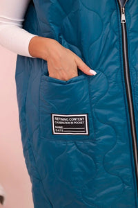 Plus Size women's quilted vest with a hood fastened with a zipper 5393 / – Marine цвет / color | Lexline Fashion