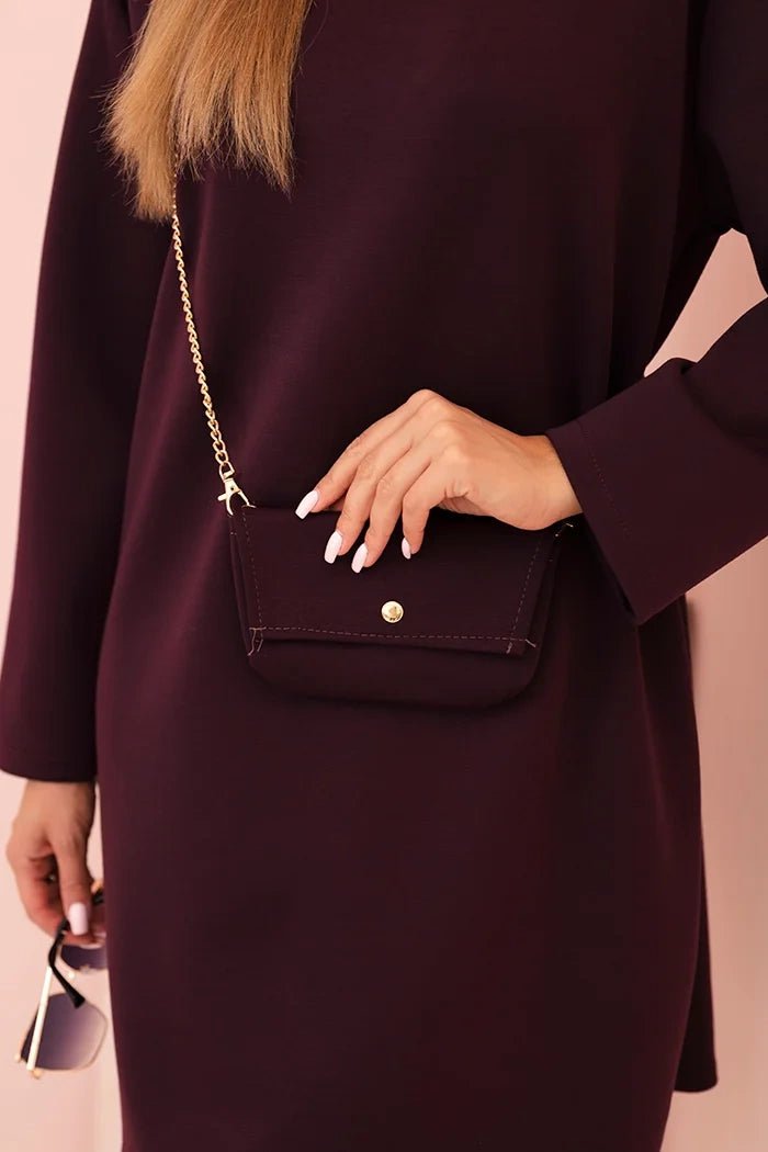 Plus Size women's viscose dress with a chain bag IT85 / – Plum цвет / color | Lexline Fashion