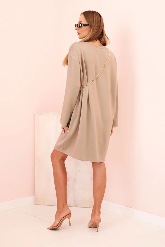 Plus Size women's viscose dress with a chain bag IT85 / – Plum цвет / color | Lexline Fashion