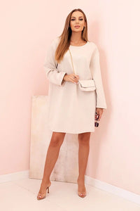 Plus Size women's viscose dress with a chain bag IT85 / – Plum цвет / color | Lexline Fashion