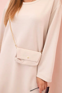 Plus Size women's viscose dress with a chain bag IT85 / – Plum цвет / color | Lexline Fashion