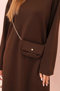 Plus Size women's viscose dress with a chain bag IT85 / – Plum цвет / color | Lexline Fashion