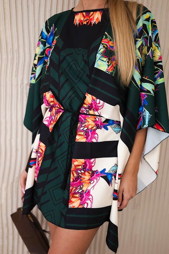 Poncho dress 9255 / – Green цвет / color | Lexline Fashion