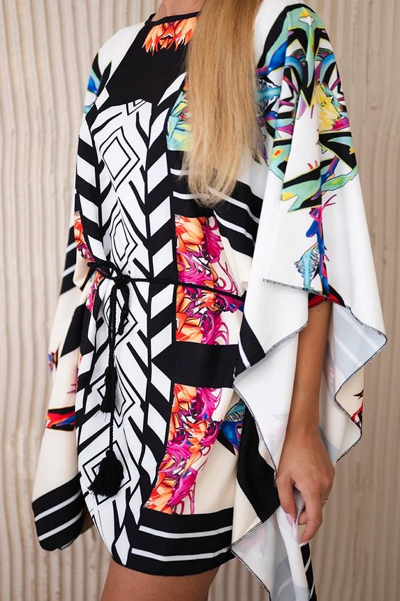 Poncho dress 9255 / – White цвет / color | Lexline Fashion