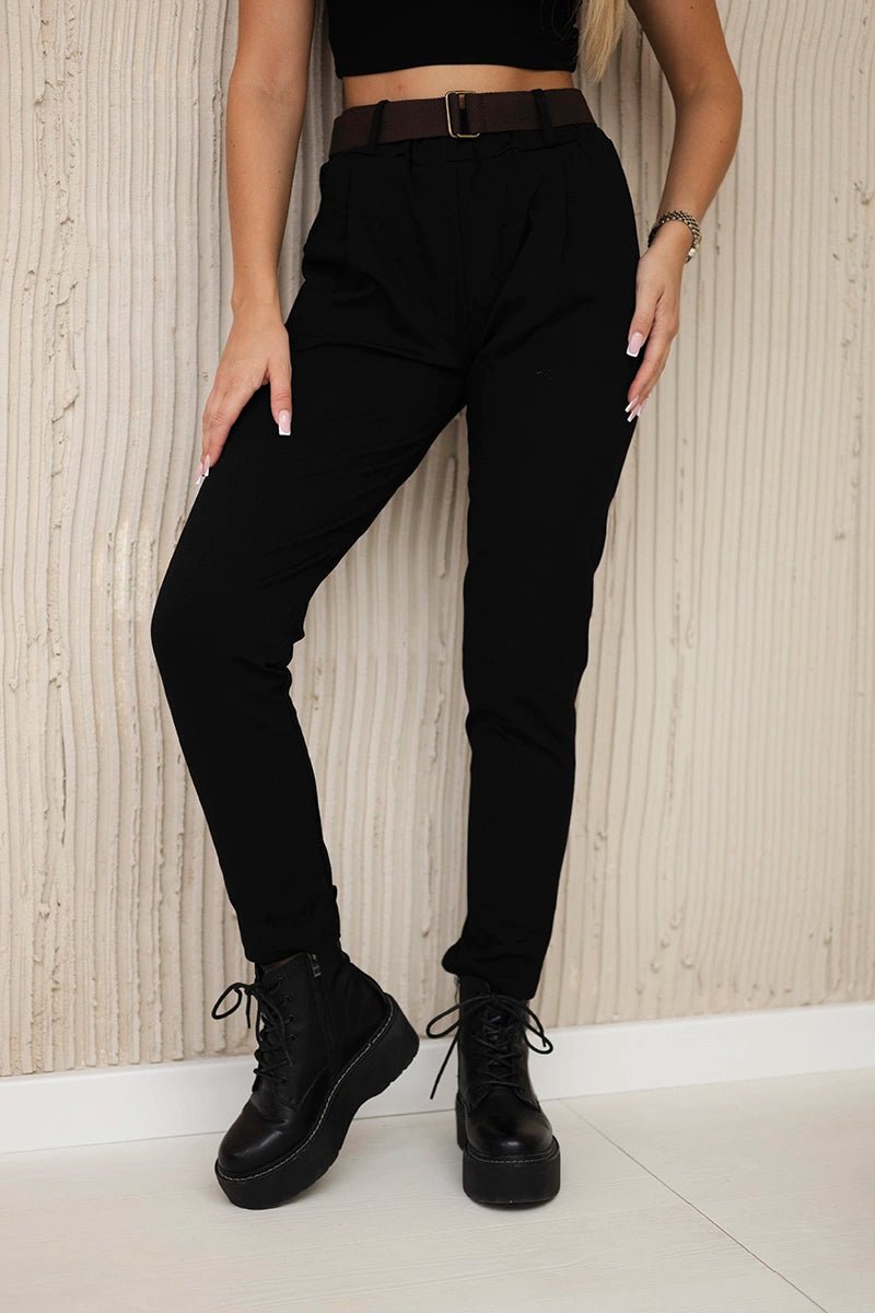 Punto Milano trousers with belt 6773E / – Black цвет / color | Lexline Fashion