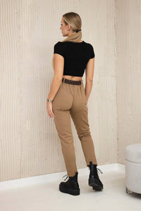 Punto Milano trousers with belt 6773E / – Camel цвет / color | Lexline Fashion