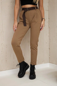 Punto Milano trousers with belt 6773E / – Camel цвет / color | Lexline Fashion