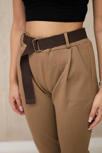 Punto Milano trousers with belt 6773E / – Camel цвет / color | Lexline Fashion