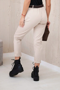 Punto Milano trousers with belt 6773E / – Dark || beige цвет / color | Lexline Fashion