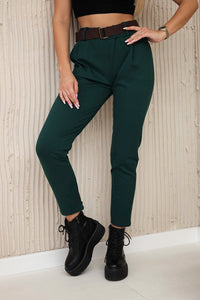 Punto Milano trousers with belt 6773E / – Dark || green цвет / color | Lexline Fashion
