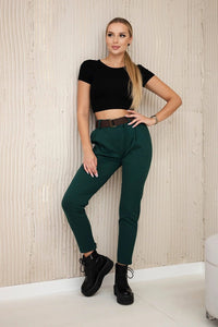 Punto Milano trousers with belt 6773E / – Dark || green цвет / color | Lexline Fashion