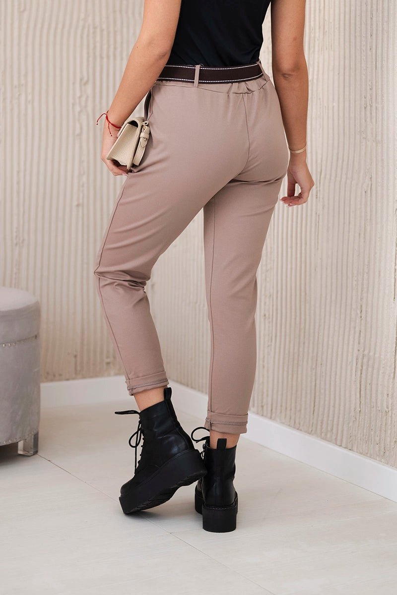 Punto Milano trousers with belt 6773E / – Fango цвет / color | Lexline Fashion