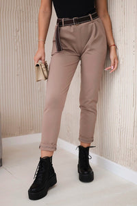 Punto Milano trousers with belt 6773E / – Fango цвет / color | Lexline Fashion
