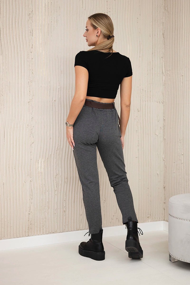 Punto Milano trousers with belt 6773E / – Graphite цвет / color | Lexline Fashion
