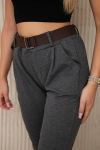 Punto Milano trousers with belt 6773E / – Graphite цвет / color | Lexline Fashion