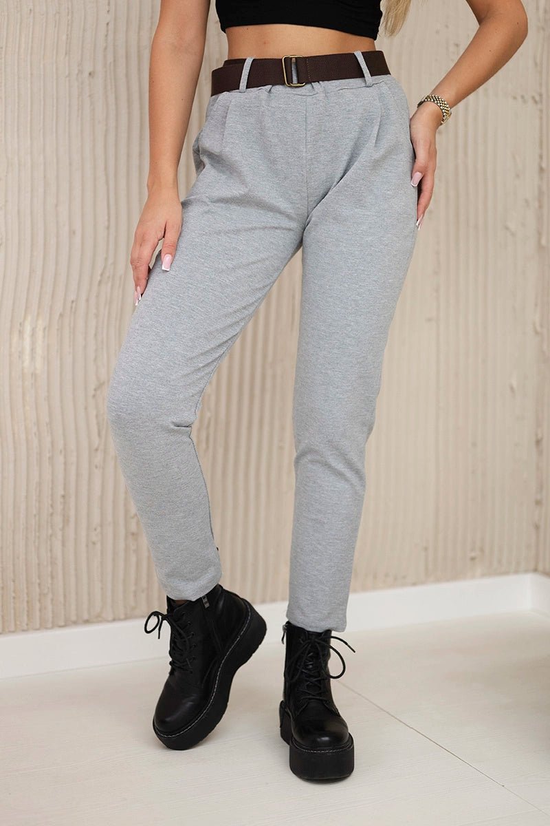 Punto Milano trousers with belt 6773E / – Gray цвет / color | Lexline Fashion
