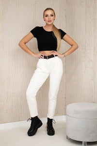 Punto Milano trousers with belt 6773E / – Light || Beige цвет / color | Lexline Fashion