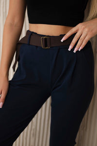 Punto Milano trousers with belt 6773E / – Navy blue цвет / color | Lexline Fashion