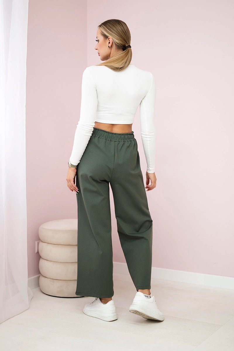 Punto Milano Wide - leg Pants ART52111 / – Khaki цвет / color | Lexline Fashion