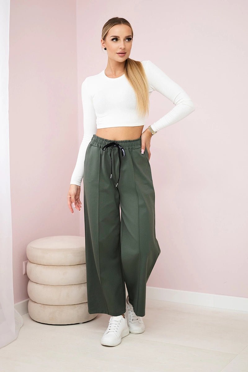 Punto Milano Wide - leg Pants ART52111 / – Khaki цвет / color | Lexline Fashion