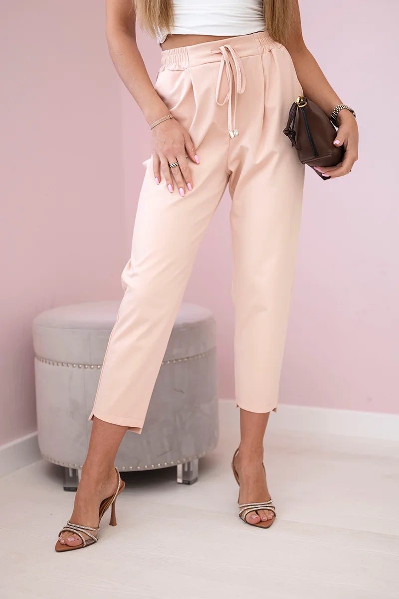 Punto trousers tied at the waist 7244 / – Apricot цвет / color | Lexline Fashion