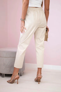 Punto trousers tied at the waist 7244 / – Beige цвет / color | Lexline Fashion