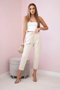 Punto trousers tied at the waist 7244 / – Beige цвет / color | Lexline Fashion