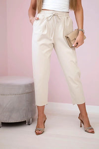 Punto trousers tied at the waist 7244 / – Beige цвет / color | Lexline Fashion